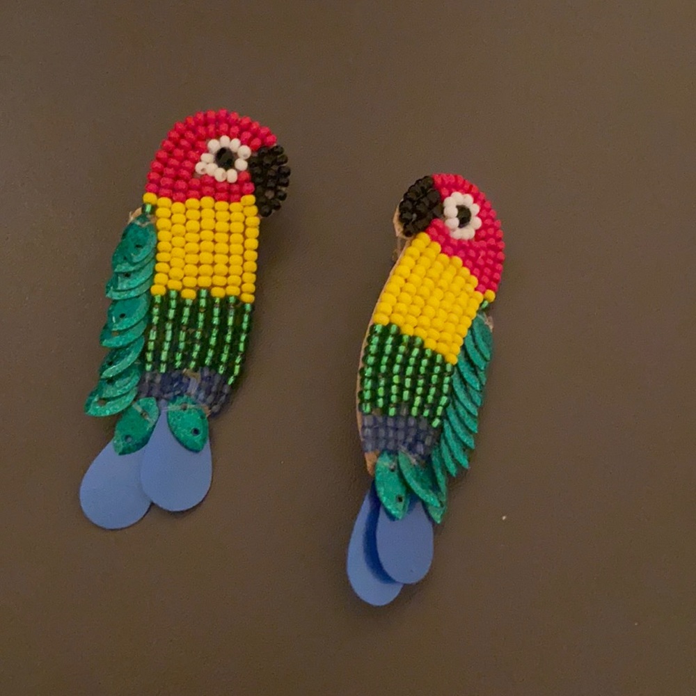 Beaded Parrot Earrings
